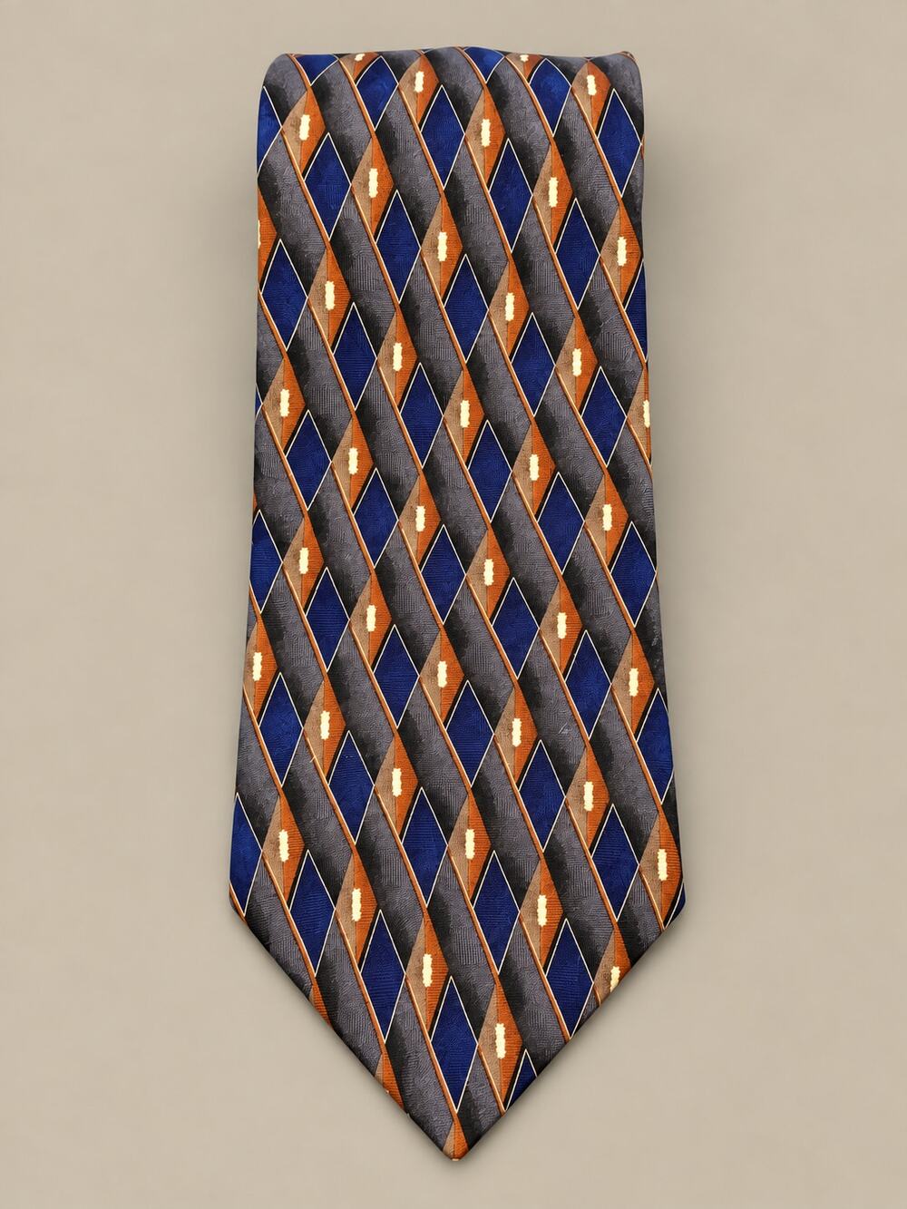 Oscar de la Renta Vintage 100% Silk Geometric Tie